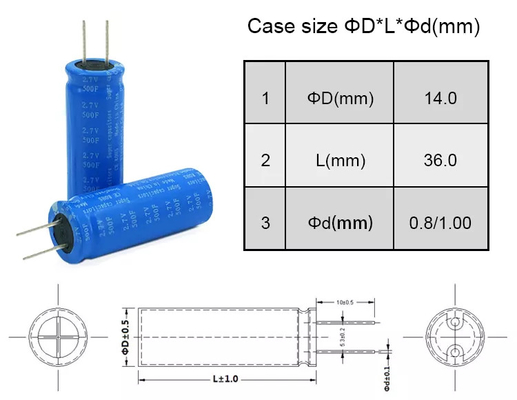 2.7v Radyal Süper Kapasitör Güneş Pili, 500f Güneş Pili Süper Kapasitör